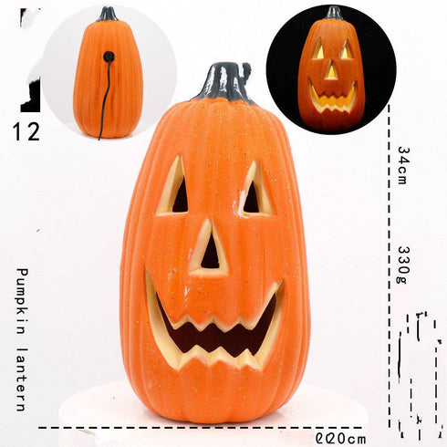 Hollow Plug-in Pumpkin Piles Placed Outdoors In The Park